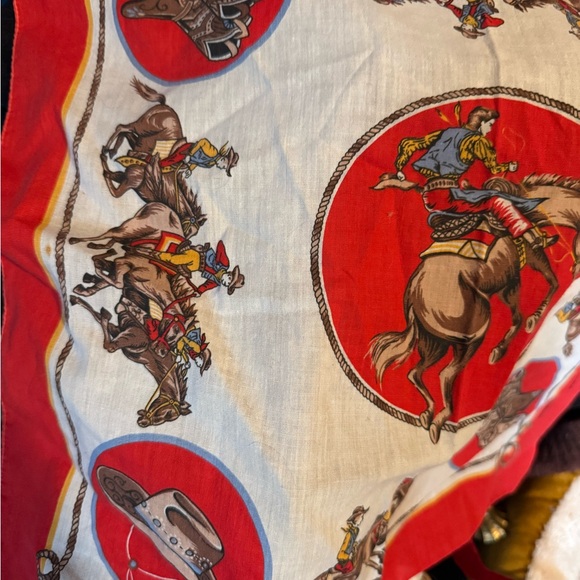 Vintage Cowboy Print Scarf AUTHENTIC RETRO - Picture 2 of 4